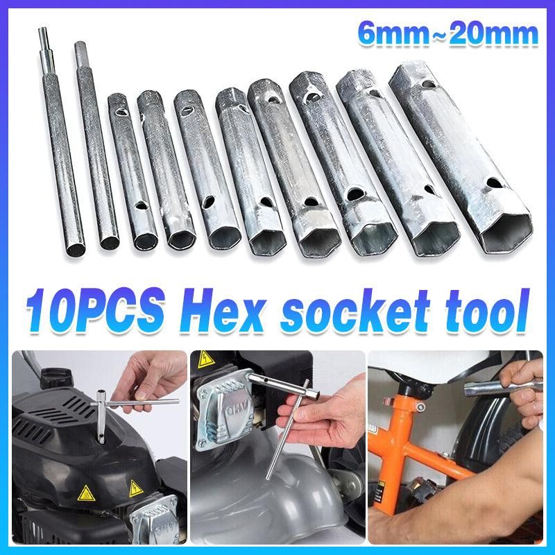 10PCS Spark Plug Wrench Set Hex Socket Spanner Tools for Bike Car and Home Use